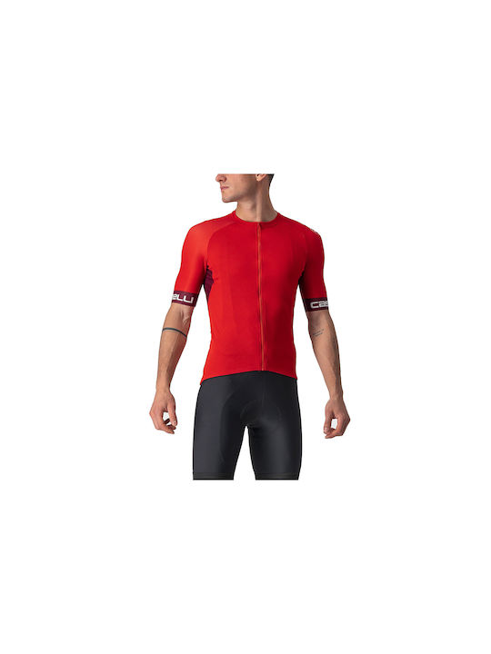 Castelli Tricou De Ciclism Pentru Bărbați Cu Mâneci Scurte Roșu