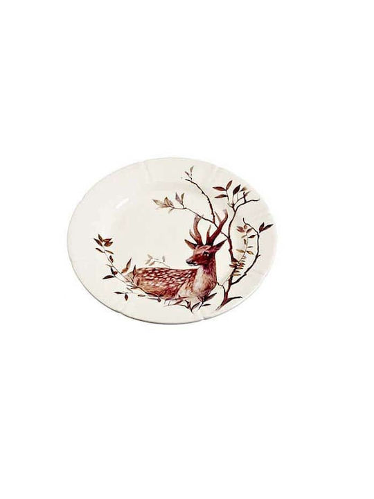 JK Home Decoration Χριστουγεννιάτικη Πιατέλα Κεραμική Τάρανδοι 20x20x2εκ.