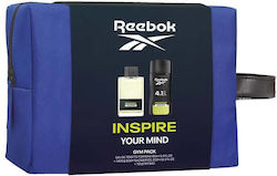 Set de cadouri Reebok Inspire Your Mind pentru el - Set de cadouri pentru bărbați Edt 100ml Gel de duș 250ml 4 în 1 & Necessaire