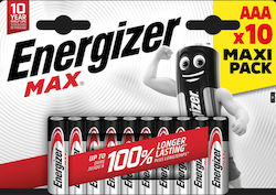 Energizer Max Αλκαλικές Μπαταρίες AAA 1.5V 10τμχ
