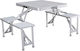 Marbueno Masă De Picnic - Bancă Pliabilă Din Aluminiu 136x85x85cm Gri