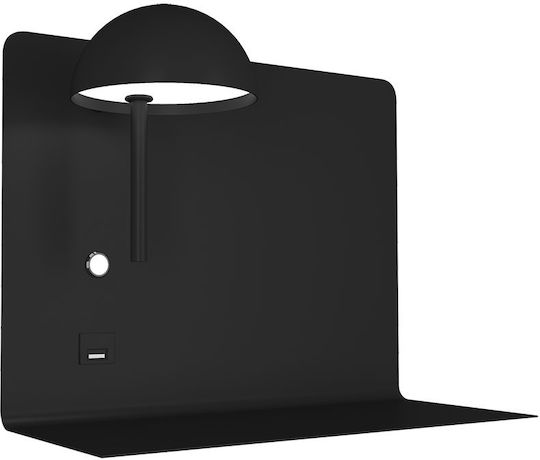 Alphab2b Modern Lamp Wall with Integrated LED and Warm White Light Black 30x22.5x16.5cm