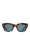 Unisex Sonnenbrille mit Braun Schildkröte Kunststoff Gestell und Blau Linse