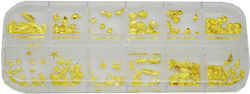 Decorative rhinestones in cassette 12pcs gold in different designs and sizes 2