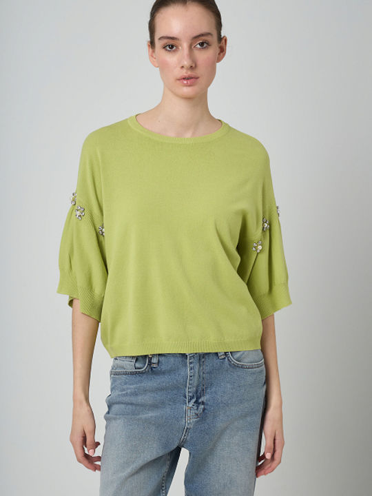 Desiree Women's Sweater with 3/4 Sleeve Green