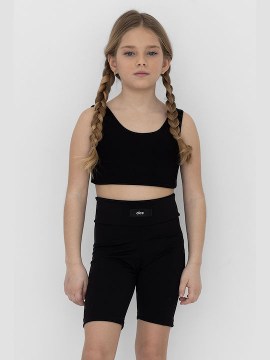 Alice Crop Top pentru copii Fără mâneci Negru