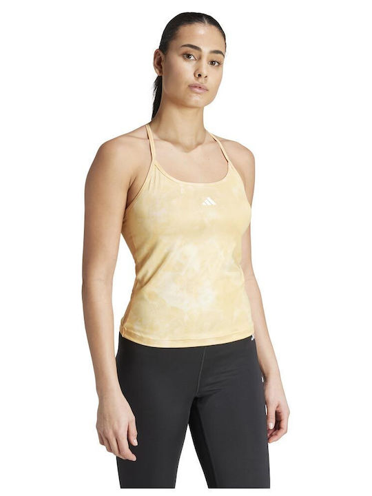 Adidas Essentials Aop Women's Athletic Blouse Sleeveless Beige