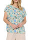 Soya Concept Damen Sommer Bluse Blumen Hellblau