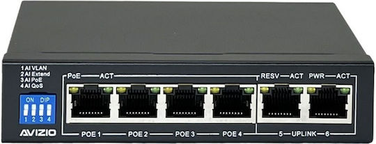 Avizio Power AV-SU4GP2G Comutator Negestionat Strat 2 PoE+ cu 6 Porturi Gigabit (1Gbps) Ethernet