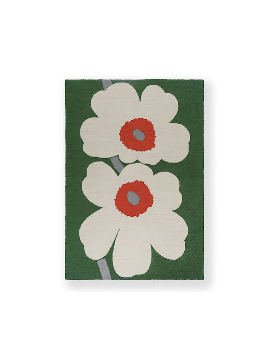 Marimekko Unikko 60th Anniversary 433007 Lucrat manual Covor De exterior Rectangular Verde