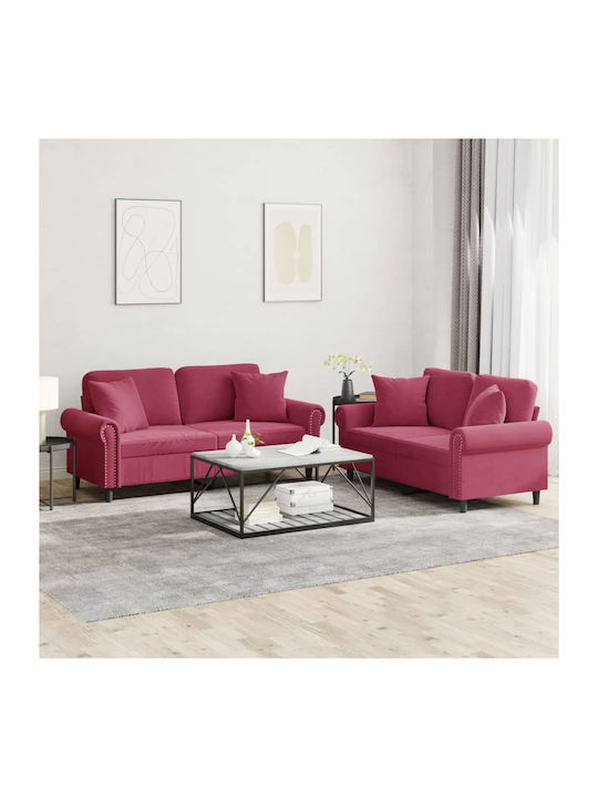 Living Room Furniture Set 2 sofas Red
