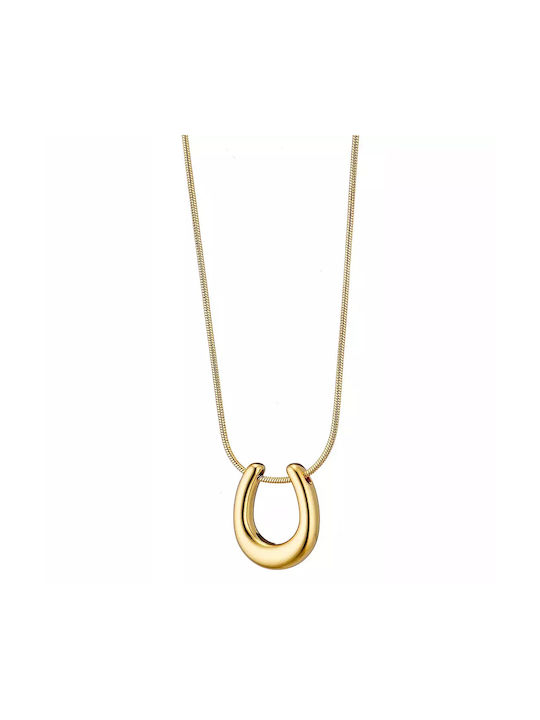 Gold plated steel necklace Horseshoe necklace