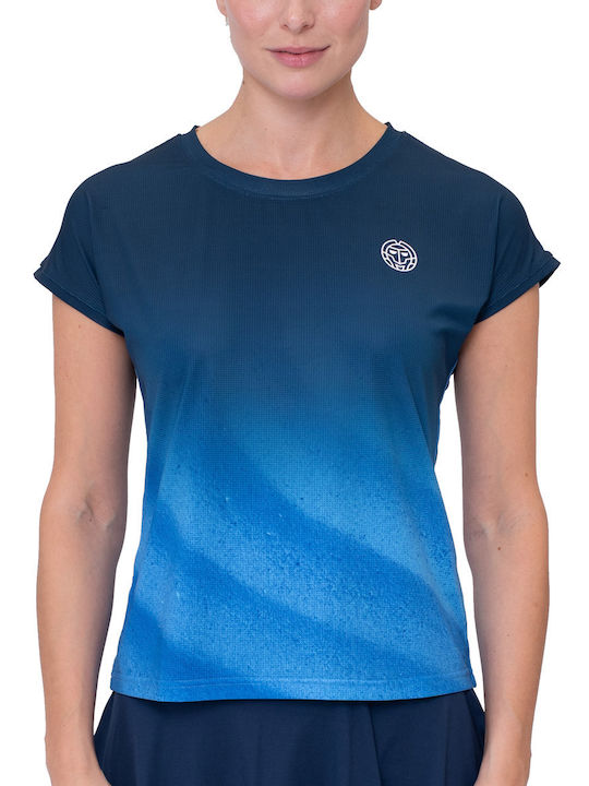 Bidi Badu Women's Athletic Blouse Fast Drying with Sheer Dark Blue