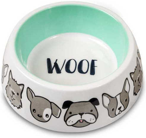 Glee Ceramic Bowl Food & Water for Dog & Cat with Base 900ml in White Color