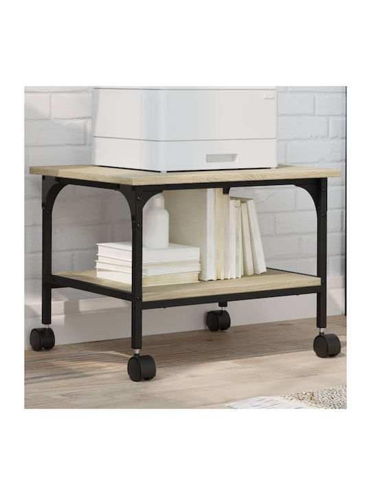 Rectangular Side Wooden Coffee Table with Wheels Brown W50xL40xH38cm