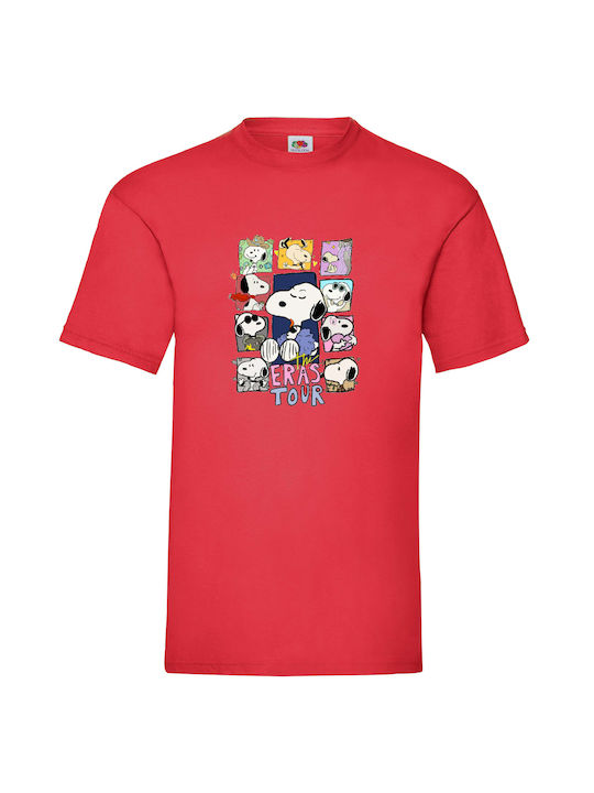 Red Tshirt Snoopy The Eras Tour Original Fruit Of The Loom 100% Cotton No4