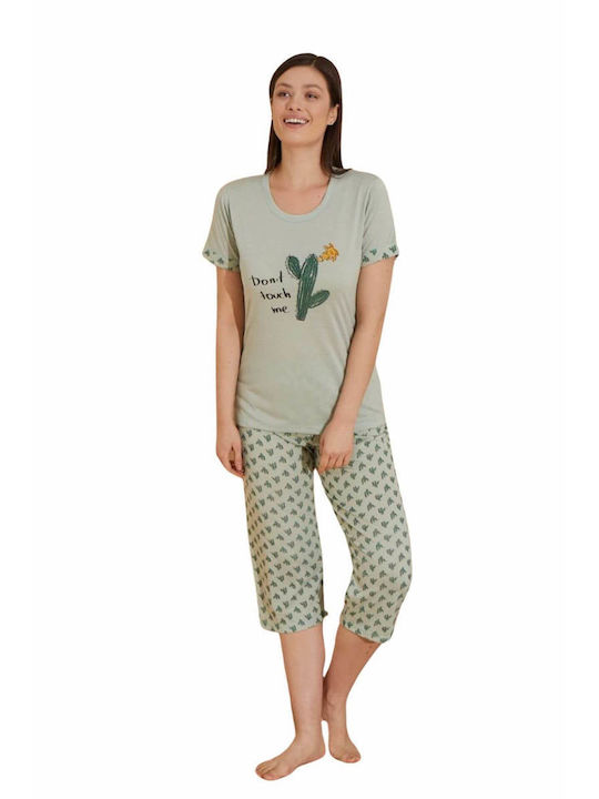 Lindros Summer Women's Pyjama Set Cotton Green