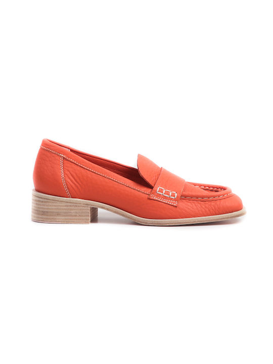 Ras Leather Women's Loafers in Orange Color