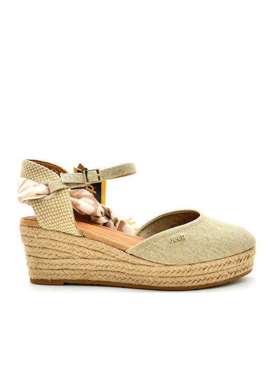 Jeep Footwear Women's Fabric Platform Espadrilles Beige JL41541A - Main Image