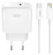 XO Charger with USB-C port and USB-C - Lightning Cable 20W Power Delivery in White Colour (L136)