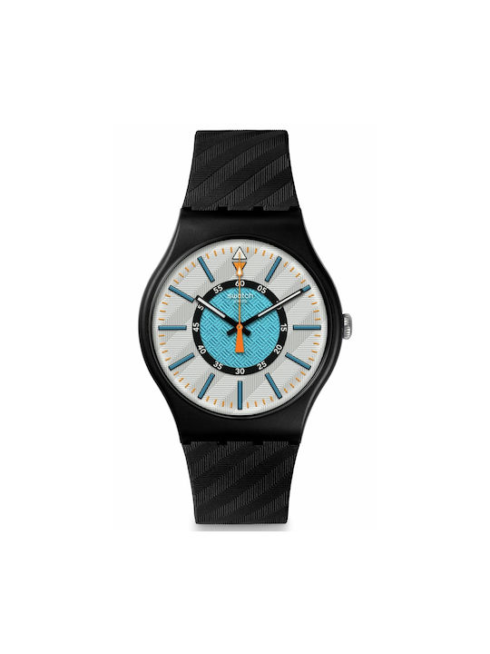 Swatch Ρολόι με Μαύρο Καουτσούκ Λουράκι