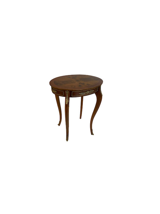 Round Side Table Wooden Khaki L55xW37xH77cm