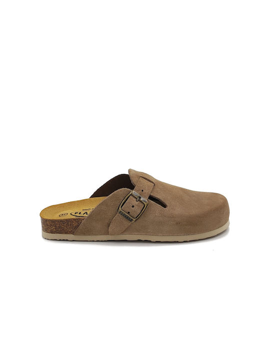 Plakton Afelpado Leather Anatomic Clogs Taupe