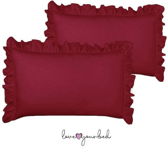 Isadore Lorraine Pillowcase Set Oxford Bordeaux 50x70cm.