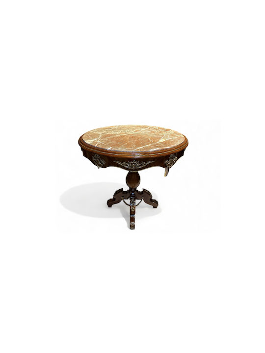 Oval Side Table Wooden Marble L77xW55xH79cm