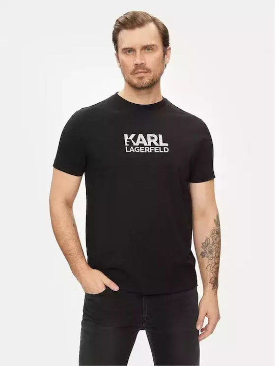 Karl Lagerfeld T-shirt Bărbătesc cu Mânecă Scurtă Negru