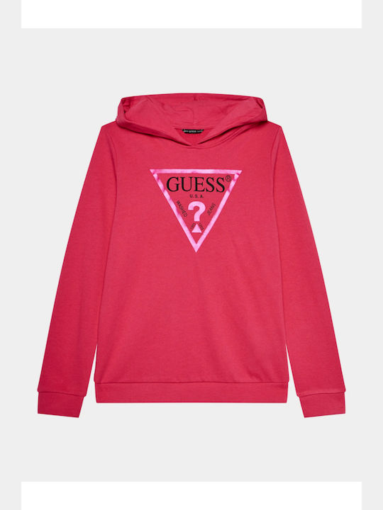 Guess Hanorac pentru copii cu glugă Fuchsia