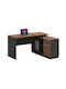 Corner Desk with Bookshelf Καρυδί-ανθρακί 160x140x76cm