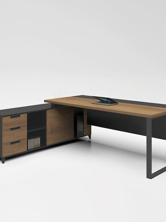 Schreibtisch Proline Walnut Oak - Black 180x160cm
