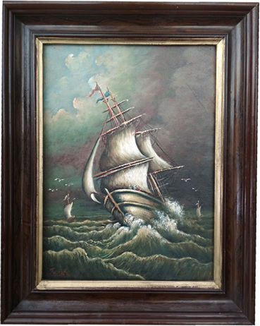Boat Painting on Canvas 258x50cm