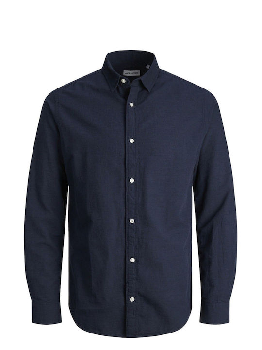 Jack & Jones Men's Shirt Long Sleeve Cotton Nav...