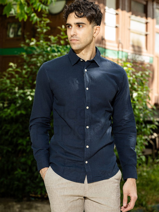 Jack & Jones Μακρυμάνικo Λινό Πουκάμισο σε Στεν...