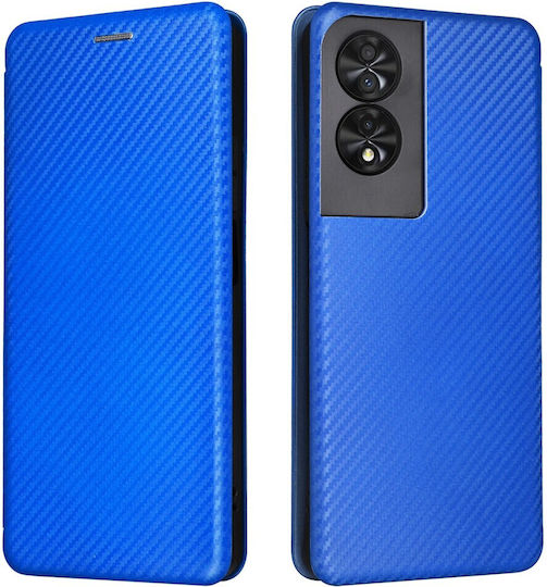 Tcl 40 Nxtpaper 4G Case Mad Mask Carbon Folio Series with Stand, Card Slot, and Magnetic Closure Flip Wallet from Synthetic Leather and Inner TPU Blue