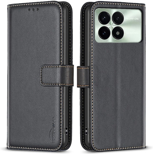 Case for Xiaomi Poco X6 Pro 5G Binfen Color Leather Wallet Series 12 with Stand, Card Slots, and Magnetic Closure Black