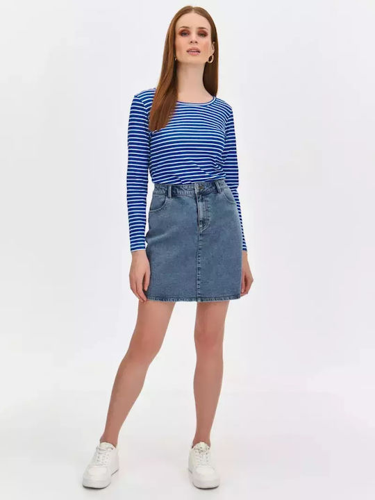 Make your image Denim High Waist Skirt in Blue color