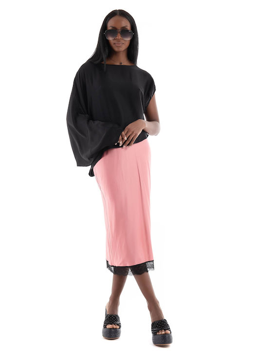 Scotch & Soda Satin High Waist Skirt in Pink color