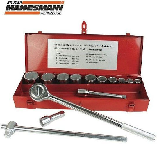 Mannesmann Set Ratchet 3\4" 15pcs