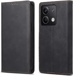 Θήκη Xiaomi Redmi Note 13 5g Dierfeng Df 05 Foldable Series Με Βάση Στήριξης, Υποδοχή Καρτών Και Μαγνητικό Κούμπωμα Flip Wallet Από Συνθετικό Δέρμα Και Εσωτερικό Tpu Μαύρο