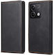 Case for Xiaomi Redmi Note 13 5G Dierfeng DF 05 Foldable Series with Stand, Card Slot, and Magnetic Closure Flip Wallet made of Synthetic Leather and Inner TPU Black