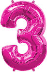 Balloon Foil Jumbo Number 3 Σχήμα 111cm Fuchsia