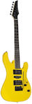 Jack and Danny Elektrische Gitarre mit Form Stratocaster und HSH Pickup-Anordnung in Gelb Farbe