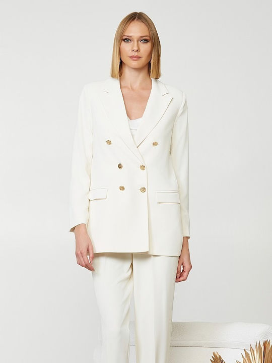 Crossed Jacket Lynne with Gold Buttons Cream