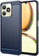 Brushed Carbon Umschlag Rückseite Silikon Blau (Realme C53)