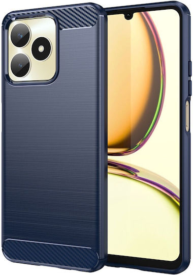 Brushed Carbon Umschlag Rückseite Silikon Blau (Realme C53)