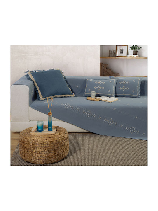 Nef-Nef Homeware Four-Seater Sofa Throw Figerald 180x350cm Blue 035321