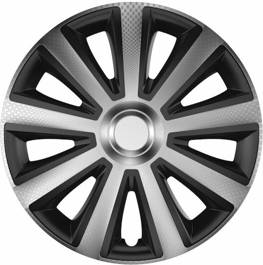 Wheel Covers Set Cridem Aviator Carbon 4pcs - Silver/black - 14''